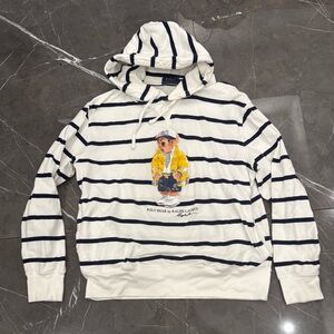 Polo Ralph Lauren Polo Bear CP-93 Mesh Striped Hoodie Large Blue White